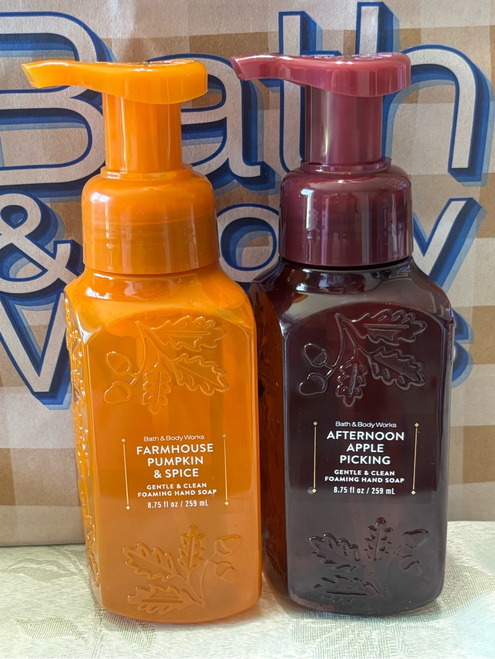 Bath & Body Works Orange & Deep Burgundy Foaming Hand Soaps Duo